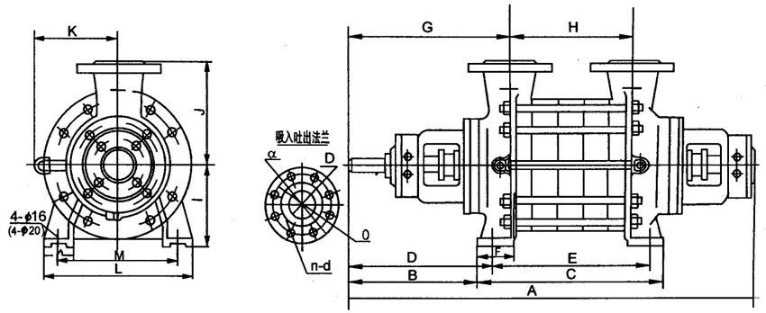 2.5GC-3.5、4GCGC型臥式多級離心泵外型尺寸圖